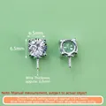 Premium S925 sterling silver earring setting with 6.5mm zircon mount DIY jewelry accessory - Zirconia Pendant Setting (Large) / 1PCS / Original Silver Color
