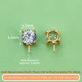 925 sterling silver gold-plated 4-prong earring empty setting for DIY jewelry making - Zirconia Pendant Setting (Large) / 1PCS / Gold