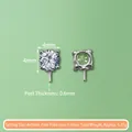 Monture de boucles d'oreilles carrée 4mm en argent S925 pour création de bijoux - Support Pendentif Zirconia (Petit) / 1 Pièce / Or blanc