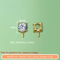 Monture de boucles d'oreilles en argent sterling 925 doré avec zircone ronde de 4mm - Support Pendentif Zirconia (Petit) / 1 Pièce / Or