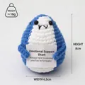 Blue handmade crochet shark doll with positive message card for emotional support - Blue Shark with Card E