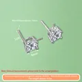 Supports de boucles d'oreilles en argent 925 avec zircons 4x4mm pour création de bijoux - Support Boucle d'Oreille Zirconia (Petit) / Une Paire / Couleur Argent Originale