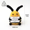 Handmade crochet bee plush doll with positive message card, 11cm height - Big Bottom Bee