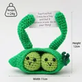 Handmade crochet positive pea pod plush with motivational card - Peas Raising Hands