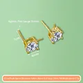 Supports de boucles d'oreilles CZ 4x4mm dorés pour la bijouterie - Support Boucle d'Oreille Zirconia (Petit) / Une Paire / Or