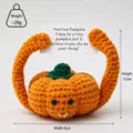 Handmade crochet positive pumpkin doll with an encouraging positive message card - Pumpkin Raising Hands