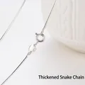 Close-up of S925 sterling silver thickened snake chain necklace with spring clasp - Snake Chain / S / 40CM