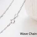 Fine 925 sterling silver water wave chain necklace with Italian hallmark clasp - Water Wave Chain