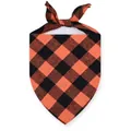 Bandana triangulaire élégant à carreaux orange et noir pour chiens et chats domestiques - L / Orange