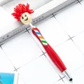Novelty red mop-top cartoon character stylus ballpoint pen with a cheerful smiley face - 1.0mm Bullet Tip / Red