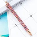 Elegant floral pattern ballpoint pen with rose gold metallic accents for students and office - 1.0mm Bullet Tip / Style D Small Flower Watermelon Red