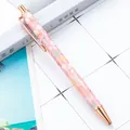 Elegant pink floral click ballpoint pen with stylish rose gold accents for student gifts - 1.0mm Bullet Tip / Style C Big Flower Pink