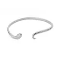 Elegant silver-toned stainless steel snake bangle featuring a detailed scale texture finish - Silver Snake Style (B1103P-3)