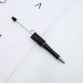 Elegante bolígrafo de cuentas DIY con cuerpo de diamantes de imitación negros y punta - Incrustaciones de Circonita / Negro