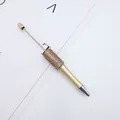 Eleganter goldener DIY-Perlenkugelschreiber mit funkelndem Strassstein-Schaft - Zirkonia Eingelegt / Gold