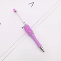 Lila DIY-Perlenkugelschreiber mit funkelnden Kristall-Strasssteinen und silberner Spitze. - Bruchstein-Stil / Holografisches Lila