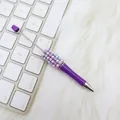 Eleganter violetter DIY-Perlenkugelschreiber mit funkelnden Strasssteinen und Perlen - Sonnenblume / Bonbonlila