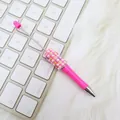 Rosa DIY Perlen-Kugelschreiber mit eleganten Perlen und bunten Strasssteinen - Sonnenblume / Fluoreszierendes Rosenrot