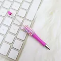 Rosa DIY-Kugelschreiber mit Perlen und bunten Strasssteinen dekoriert für Mädchen - Sonnenblume / Fuchsia
