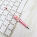 Stilvoller rosa DIY-Kugelschreiber mit Perlen, glitzernden Strasssteinen und Kristallen - Sonnenblume / Mokka-Kaffee