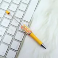 Gelber DIY-Perlenkugelschreiber mit funkelnden Strasssteinen und elegantem Kristalldetail - Sonnenblume / Khakigelb