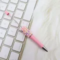 Rosa DIY-Kugelschreiber zum Auffädeln mit Strass- und Perlenverzierung - Sonnenblume / Khaki Hellrosa