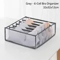 Organizzatore per cassetti in rete grigia a 6 scomparti per reggiseni, misura 32x32x12cm - 6-Grid Style / Grigio