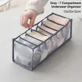 Scatola portaoggetti in rete grigia a 7 scomparti per biancheria intima, 12x32x12cm - 7-Grid Style / Grigio