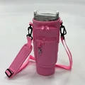 Φορητή θερμομονωτική θήκη ποτηριού 40oz με διπλές τσέπες και ροζ ιμάντα ώμου πρακτική - Μεγάλη θήκη ποτηριού και τσέπη (στιλ μπρελόκ) - Ροζ