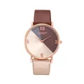 Detailansicht der minimalistischen GAIETY Armbanduhr mit zweifarbigem Zifferblatt - Digitaler Skalienstil (Y0398) / Rosa und Schwarz Patchwork