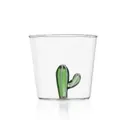 High-quality clear glass drinking cup with a charming green 3D cactus figurine inside - Cactus
