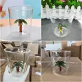 Handmade transparent glass drinking cup with a unique internal 3D glass palm tree figurine - Coconut Tree