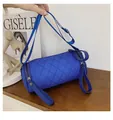 Bolso bandolera cilíndrico acolchado azul cobalto con correa ajustable - Bolso Cilíndrico Acolchado (3-1) / Talla única / Azul