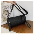 Bolso bandolera cilíndrico acolchado negro para mujer con elegantes tiradores largos de cremallera - Bolso Cilíndrico Acolchado (3-1) / Talla única / Negro