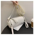 Moderno bolso bandolera cilíndrico acolchado blanco con una correa ajustable chic - Bolso Cilíndrico Acolchado (3-1) / Talla única / Blanco Roto