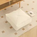 Minimalistisches cremefarbenes quadratisches Bodenkissen im japanischen Futon-Design - Katzenkratzleder - Quadratisch / 40*40*15 cm / Gebrochenes Weiß