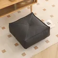 Premium black square leather floor pouf cushion for home meditation and seating - Cat Scratch Leather - Square / 40*40*15 cm / Black