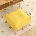 Thickened square yellow Japanese floor cushion for tatami and balcony seating area - Fine Linen - Square / 40*40*15 cm / Yellow