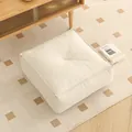Japanese style square thick floor cushion in beige for tatami meditation and seating - Fine Linen - Square / 40*40*15 cm / Khaki