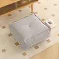 Modern square grey fabric floor pouf cushion for cozy tatami or balcony seating area - Fine Linen - Square / 40*40*15 cm / Light Gray