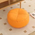 Modern orange circular floor pouf cushion with a premium soft faux leather finish - Cat Scratch Leather - Round / 40*40*15 cm / Orange
