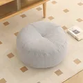 Minimalist round grey fabric floor pouf for Japanese style meditation and home decor - Fine Linen - Round / 40*40*15 cm / Light Gray