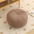 Round brown fabric floor cushion pouf for meditation and home tatami seating decor - Fine Linen - Round / 40*40*15 cm / Brown