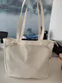 Large cream canvas pickleball tote bag featuring a front zipper pocket and side sleeves - 43*37*18CM / White