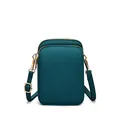 Bolso bandolera vertical para móvil verde azulado con tres cremalleras doradas - Verde