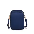 Bolso bandolera de nailon azul marino para móvil con correa ajustable y cremalleras doradas - Azul marino