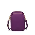 Mini bolso bandolera morado para móvil con correa ajustable y doble cierre de cremallera - Púrpura