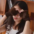 Guantes de punto marrones sin dedos para mujer con puños de piel sintética suave - Café