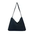 Bolso de hombro elegante con strass negros y silueta hobo con cierre de cremallera - Negro