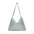 Elegante bolso de hombro de malla con diamantes de imitación plateados para mujer - Plateado
